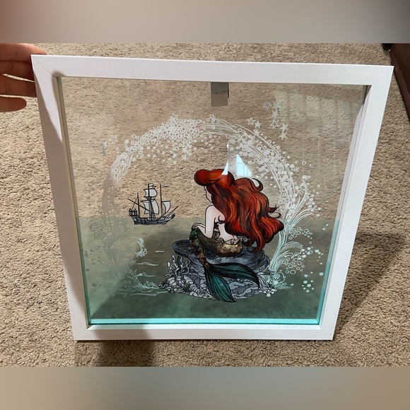 Disney The Little Mermaid Ariel Glass Wood Hanging Wall Decor 14” Square - Picture 3 of 4
